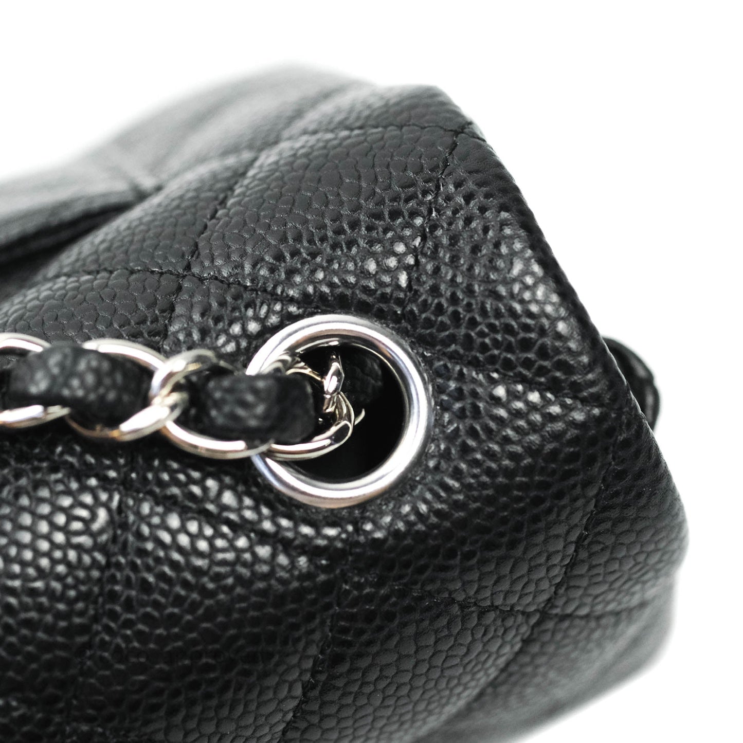 Chanel Classic Quilted Mini Rectangular Flap Black Caviar Silver Hardware
