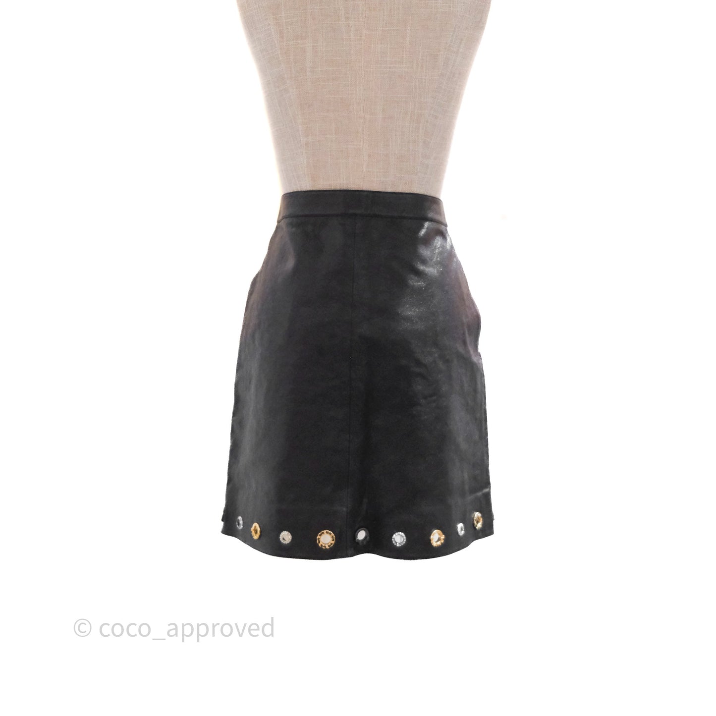 Chanel Leather Skirt Black Size 36