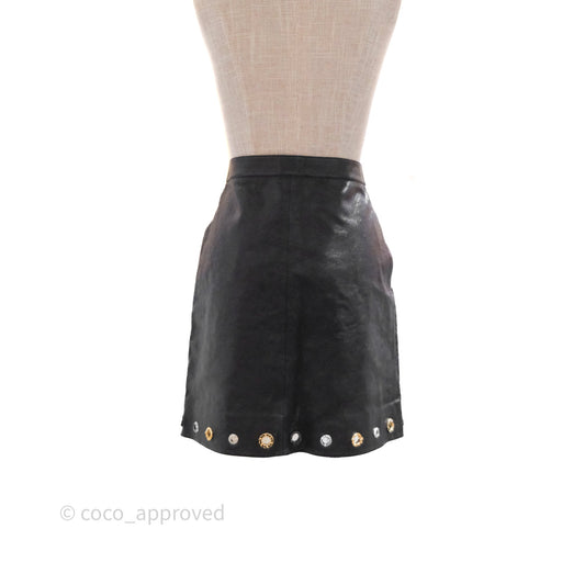 Chanel Leather Skirt Black Size 36