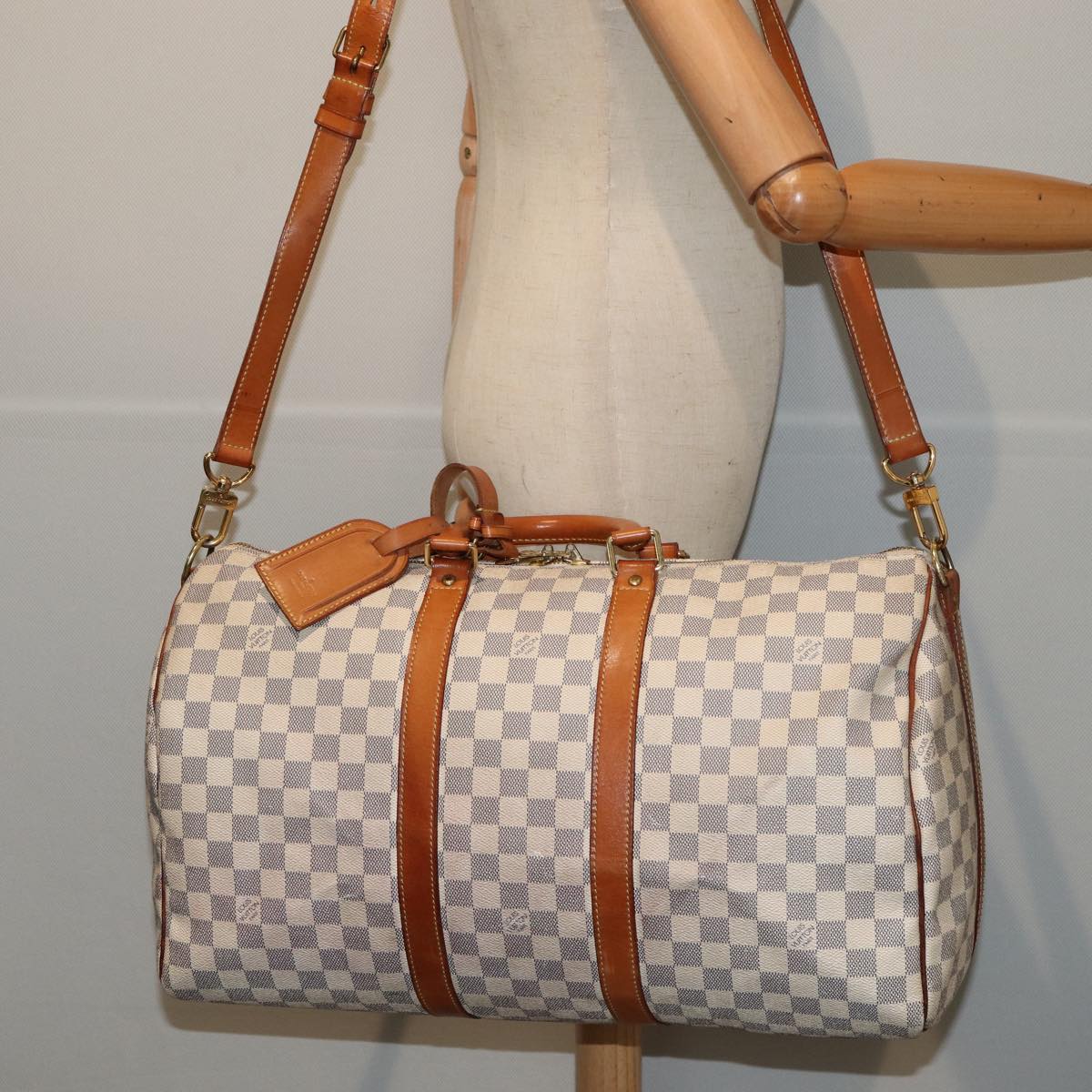 LOUIS VUITTON Damier Azur Keepall Bandouliere 45 Boston Bag N48223 LV 82740