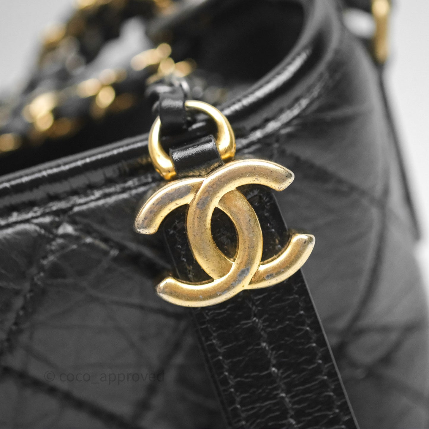 Chanel Small Gabrielle Hobo Quilted Black Aged Calfskin