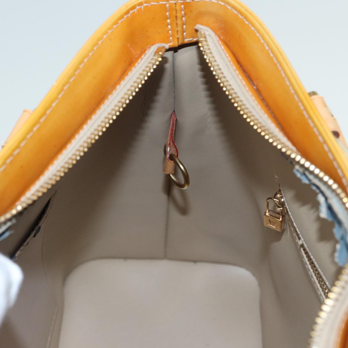 LOUIS VUITTON Monogram Vernis Houston Hand Bag Beige M91004 LV 82767