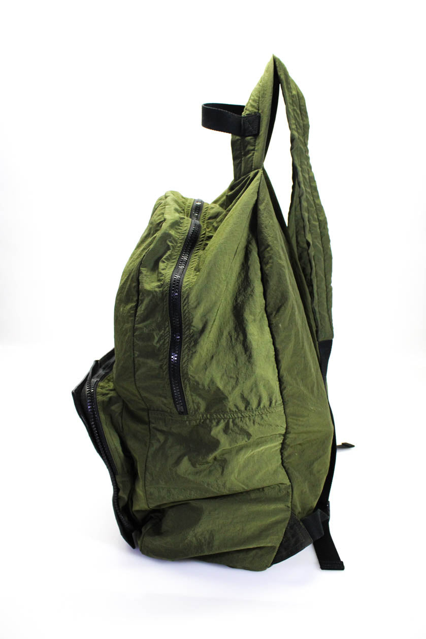 Luxury Bottega Veneta Womens Black Green Intrecciato Packable Backpack Bag Handbag