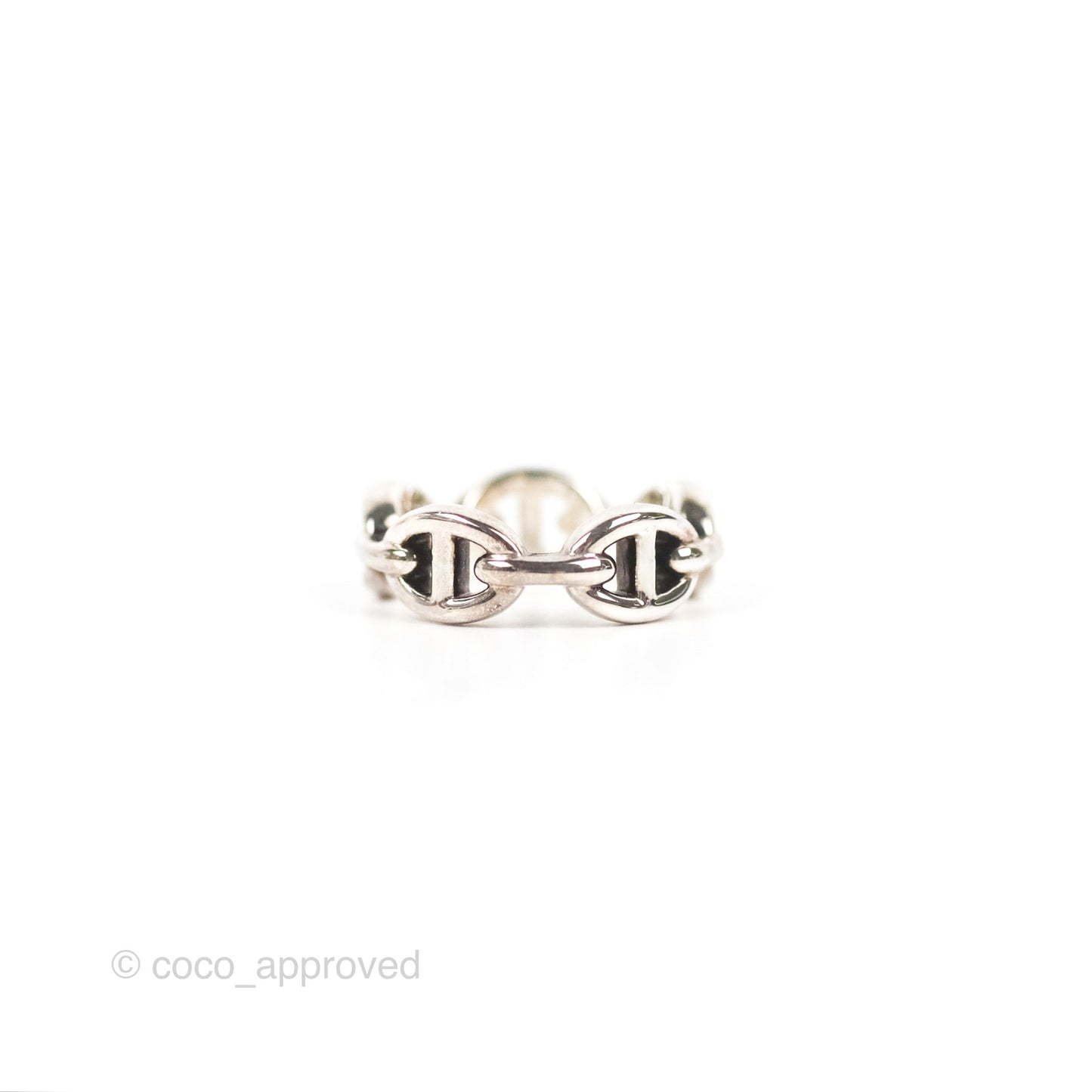 Hermès Chaine d'Ancre Enchainee Band Ring PM Sterling Silver Size 51