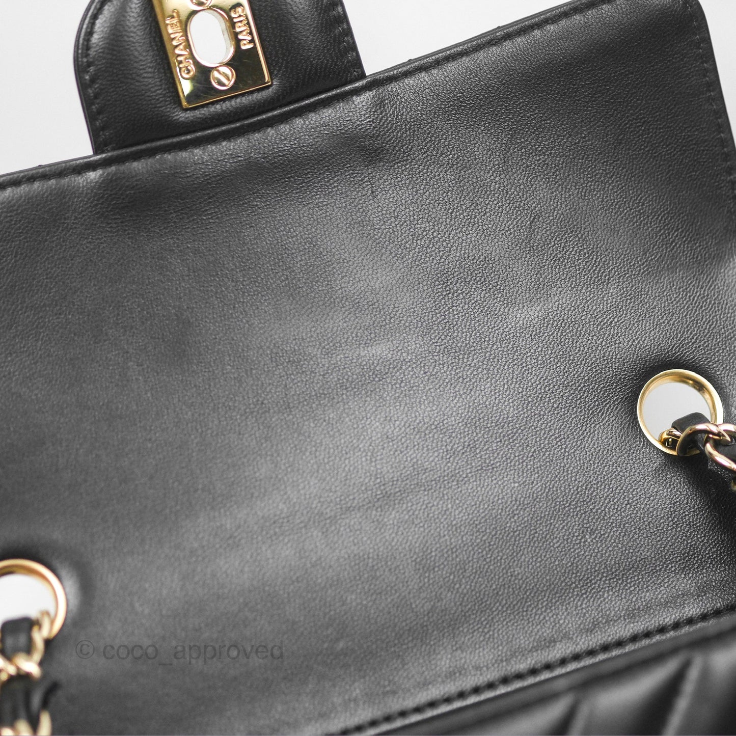 Chanel Chevron Mini Rectangular Flap Black Lambskin Gold Hardware