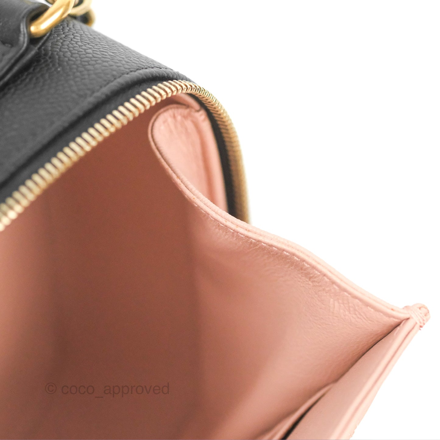 Chanel Quilted Large CC Filigree Vanity Case Black Caviar Gold Hardware