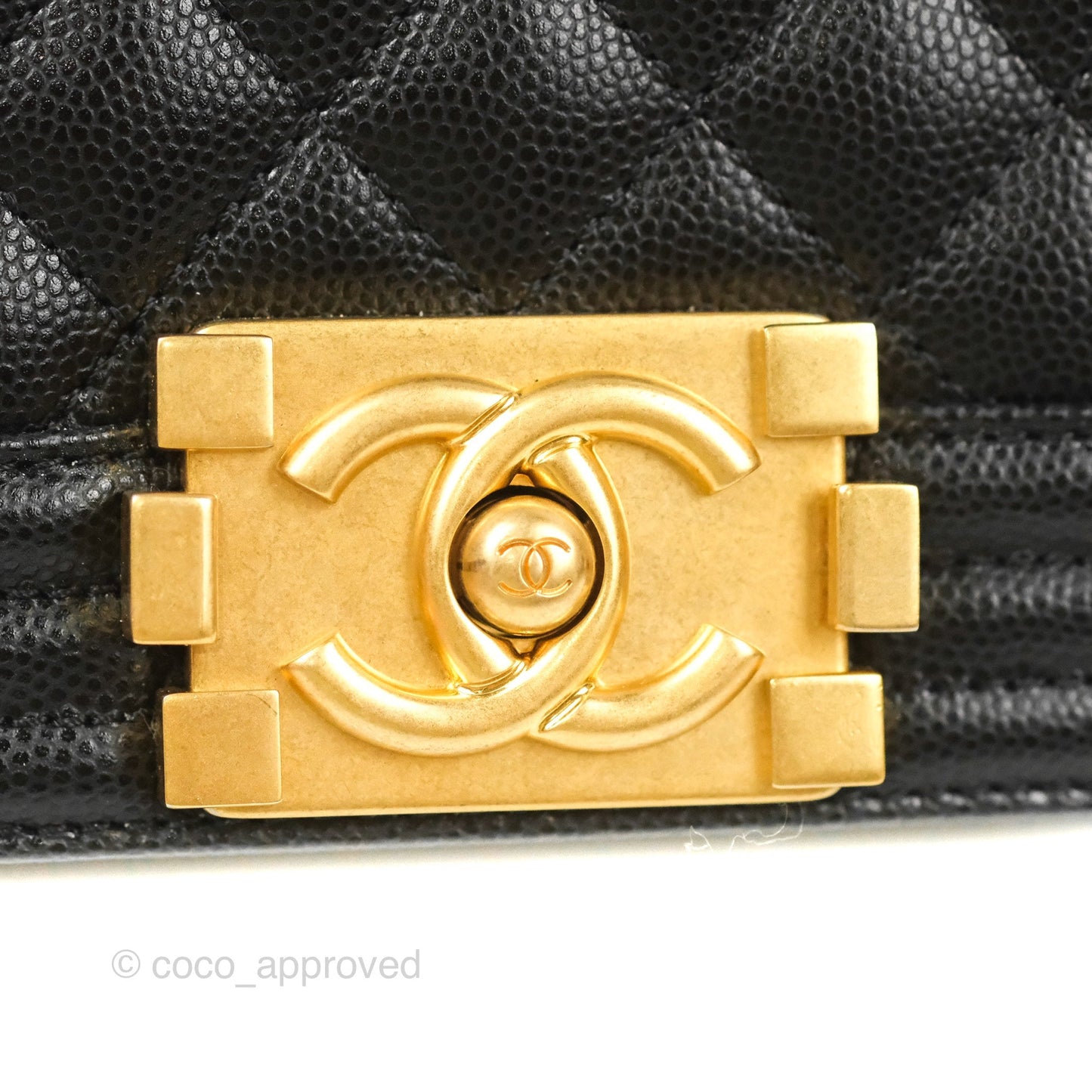 Chanel Small Boy Black Caviar Aged Gold Hardware