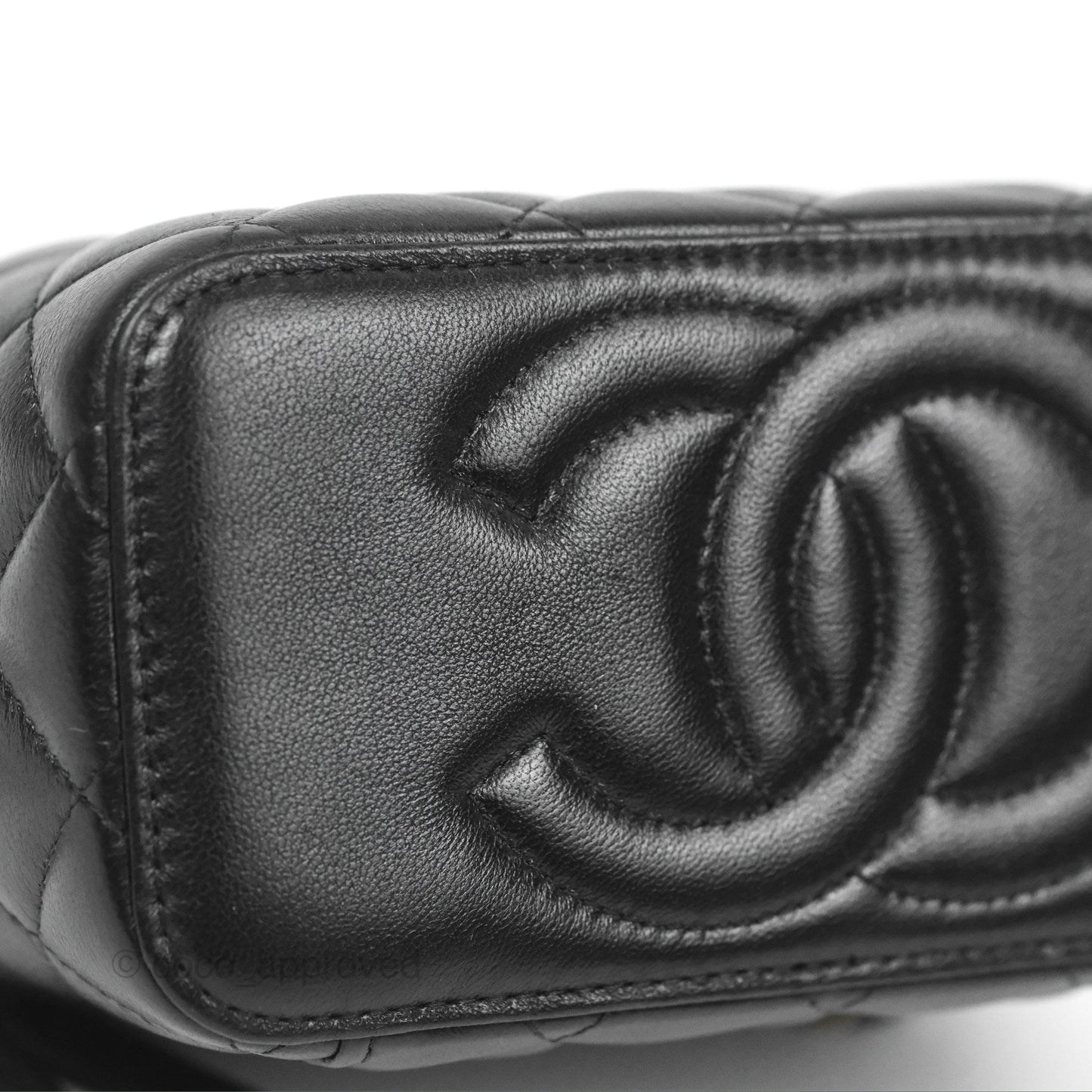Chanel Vanity Rectangular Top Handle Black Lambskin Gold Hardware