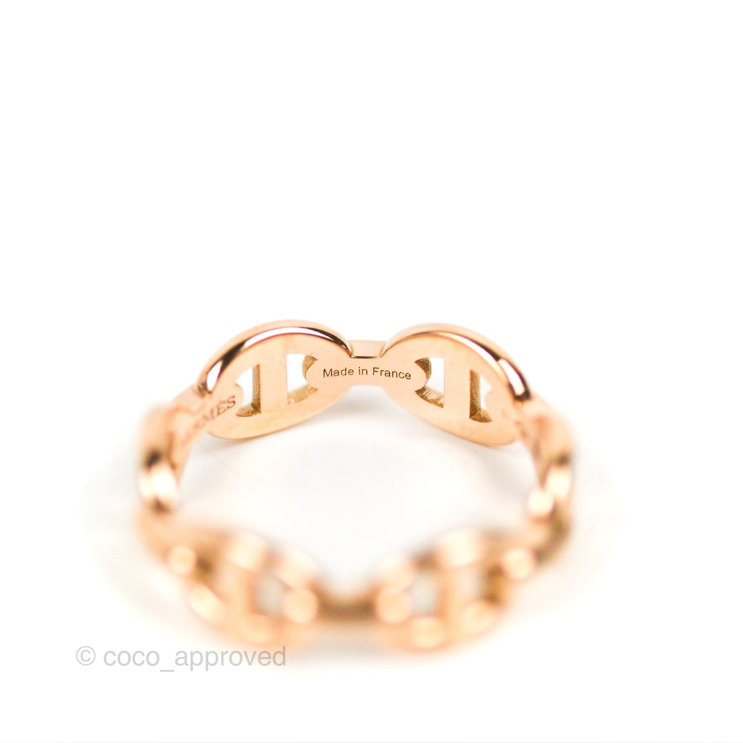 Hermès Chaine d'Ancre Enchainee Band Ring PM Rose Gold Size 51