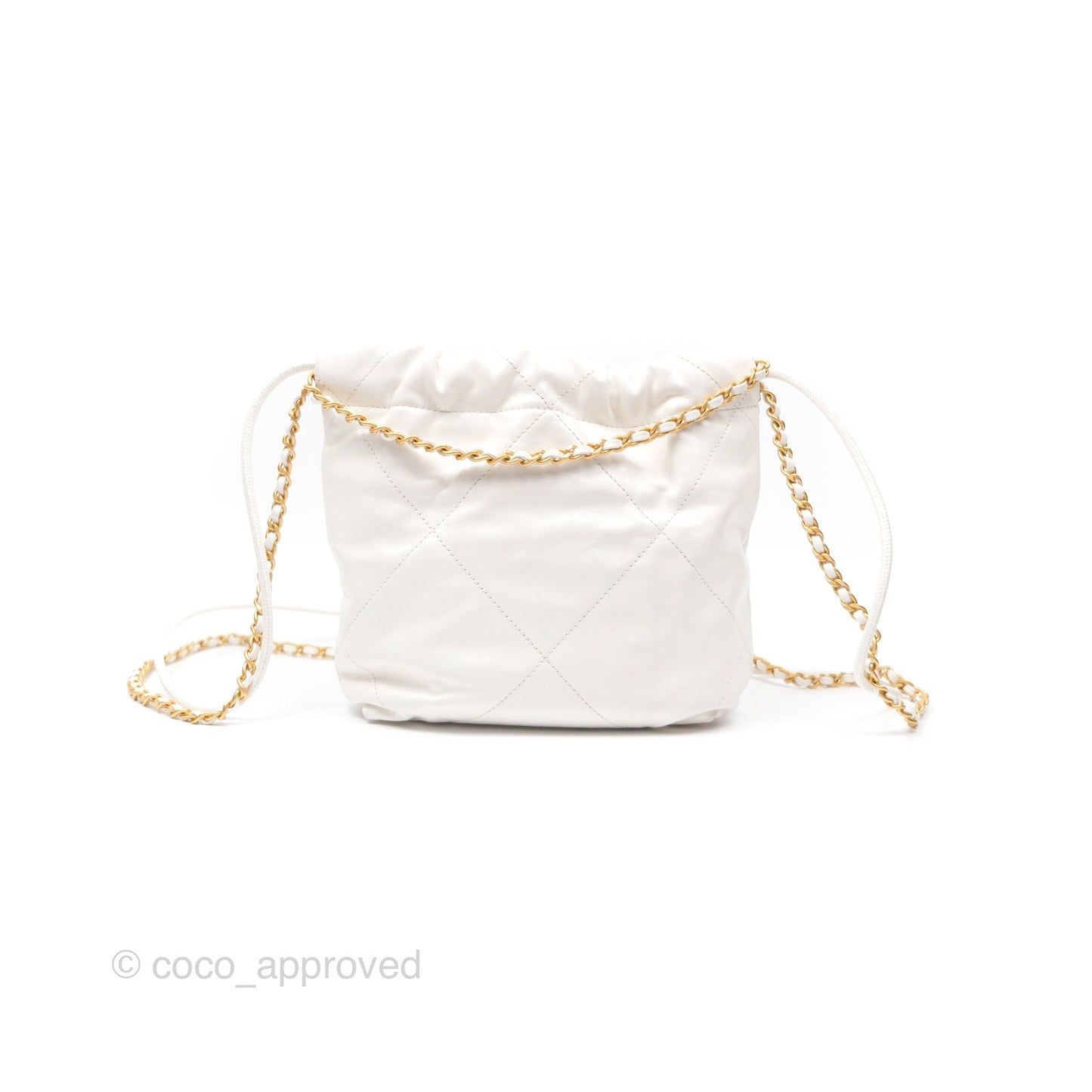 Chanel 22 Mini Bag White Shiny Crumpled Calfskin