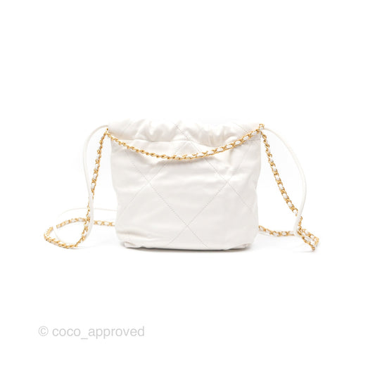 Chanel 22 Mini Bag White Shiny Crumpled Calfskin