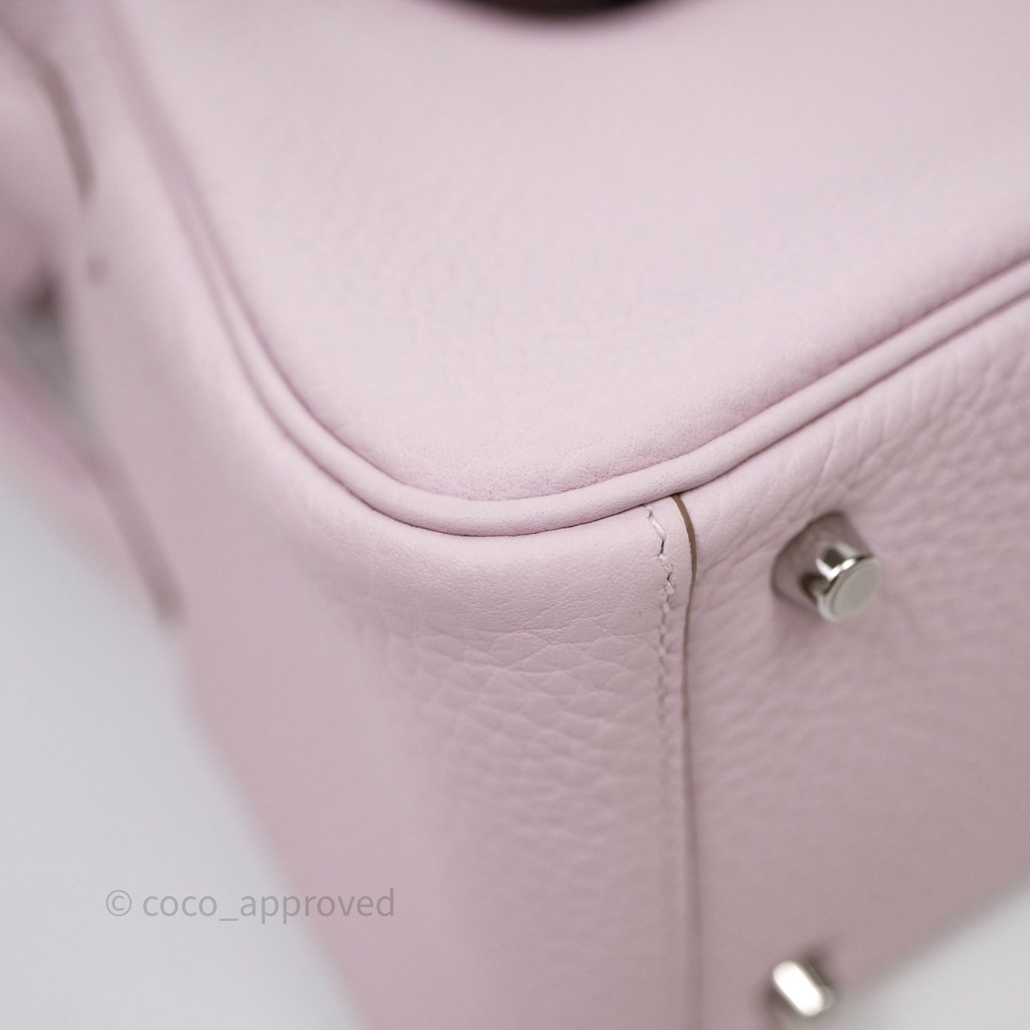 Hermès Mini Lindy 20 Mauve Pâle 09 Clemence Palladium Hardware