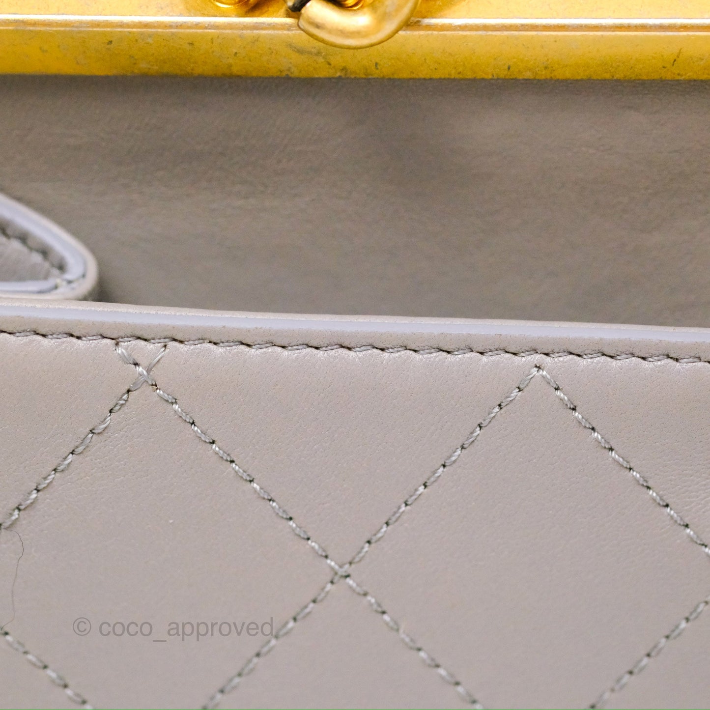 Chanel Small Quilted Coco Luxe Flap Bag Grey Calfskin Aged Gold Hardware