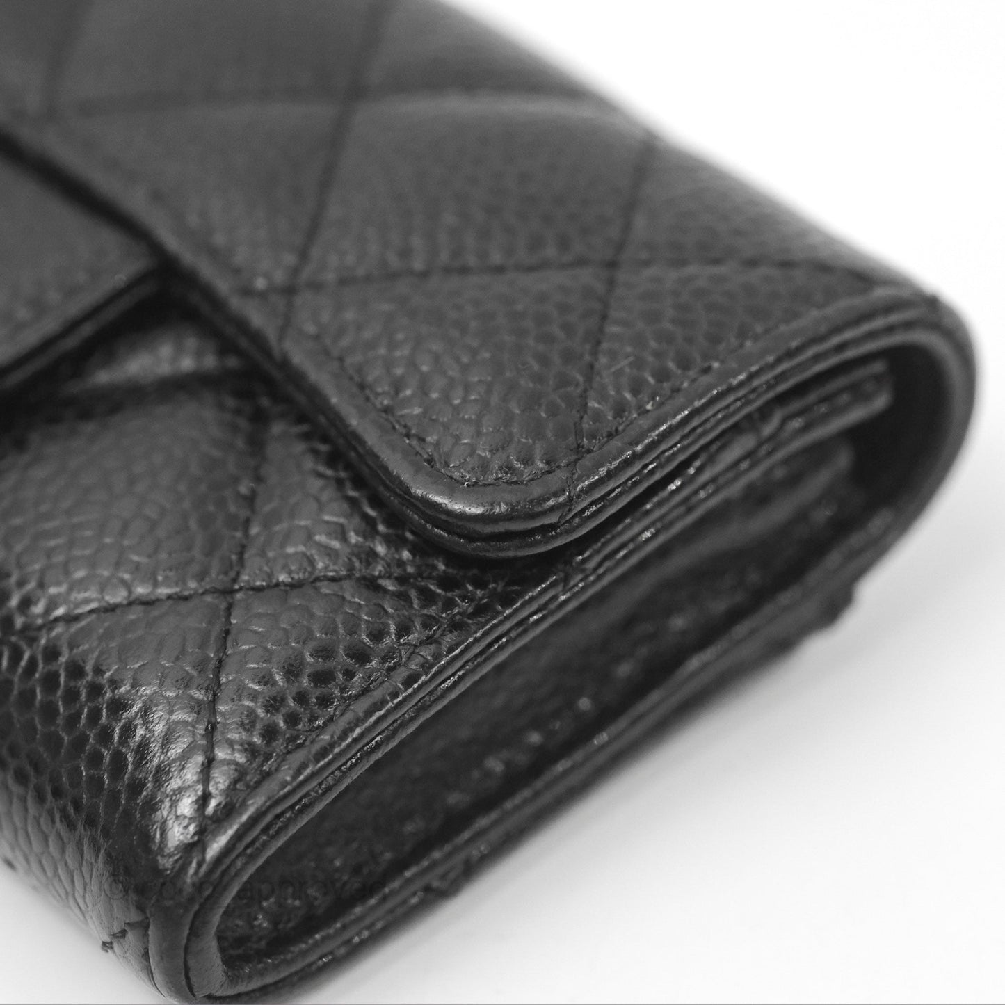Chanel Quilted Flap Card Holder Black Caviar Gold Hardware