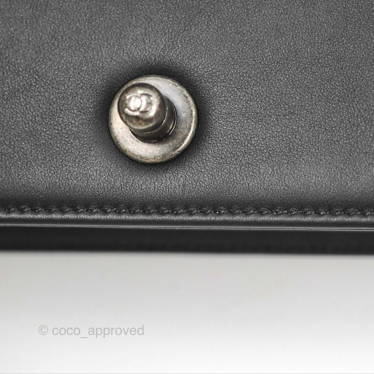 Chanel Small Boy Black Calfskin Ruthenium Hardware