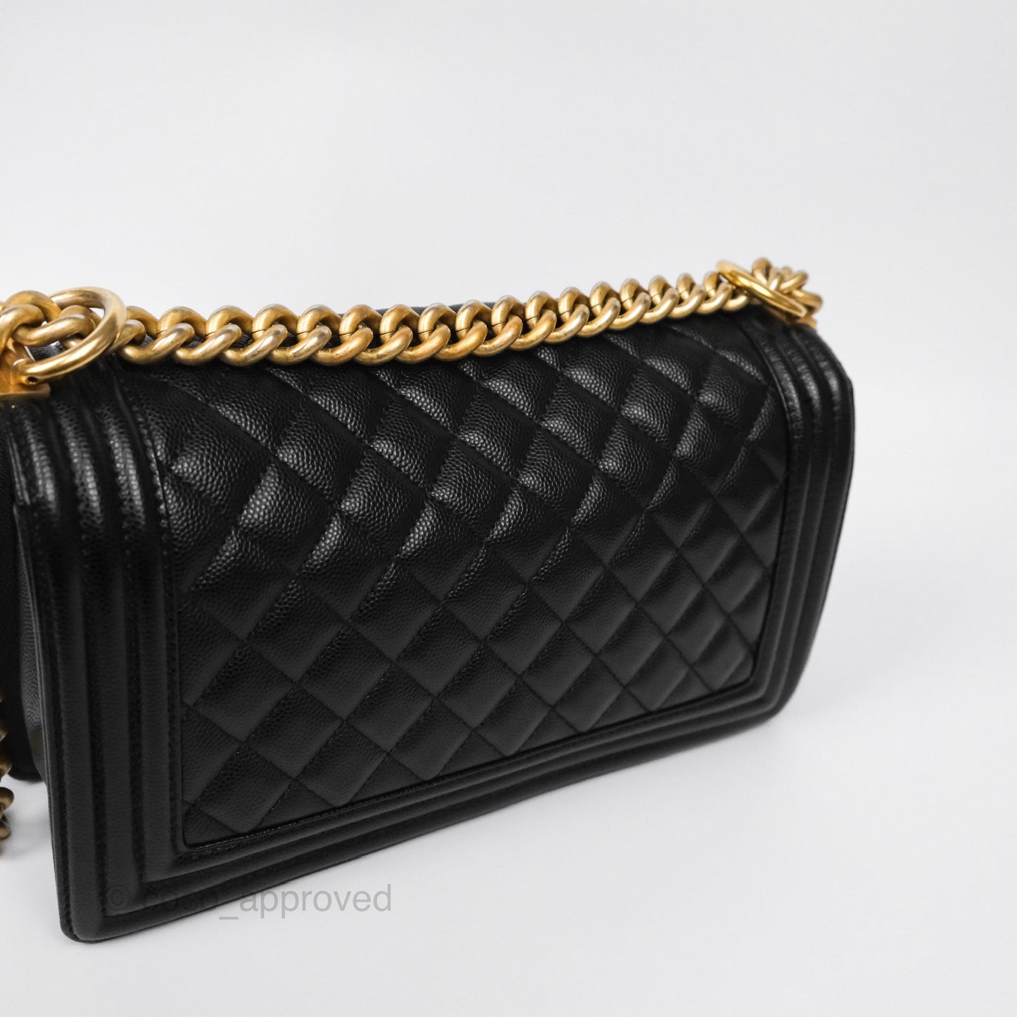 Chanel Medium Boy Quilted Black Caviar Aged Gold Hardware