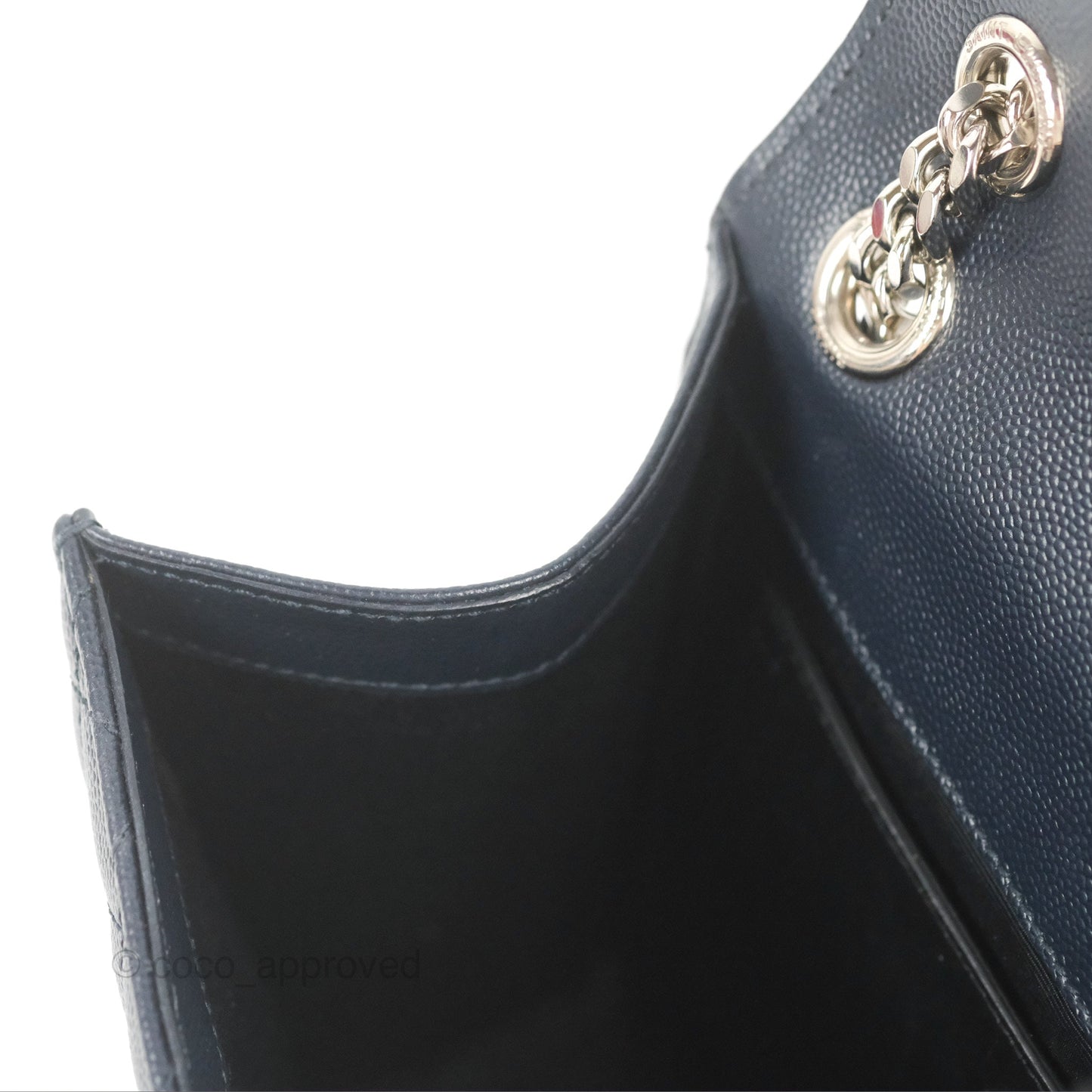 Saint Laurent Medium Envelope Navy Caviar Silver Hardware