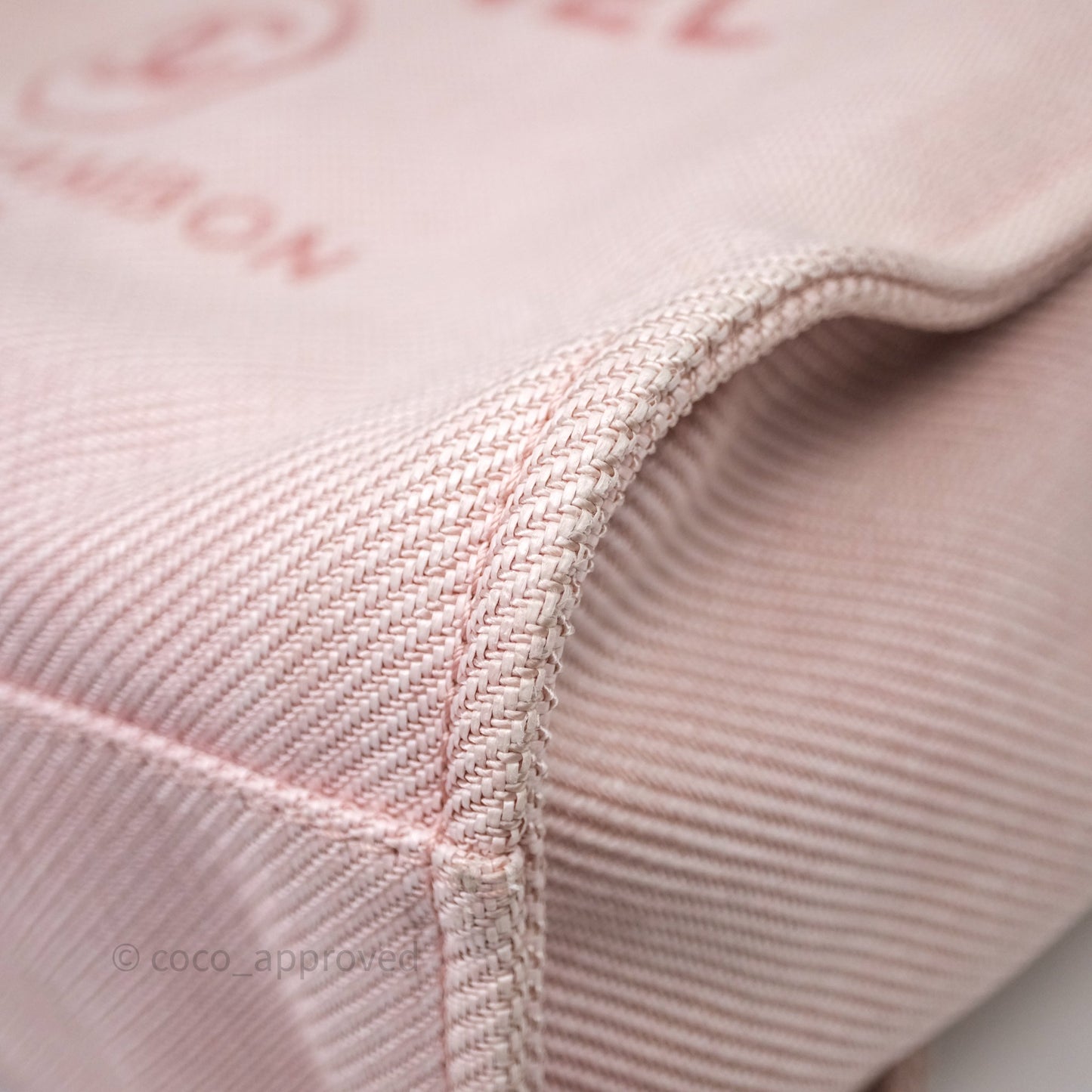 Chanel Large Deauville Tote Pink Canvas Gold Hardware
