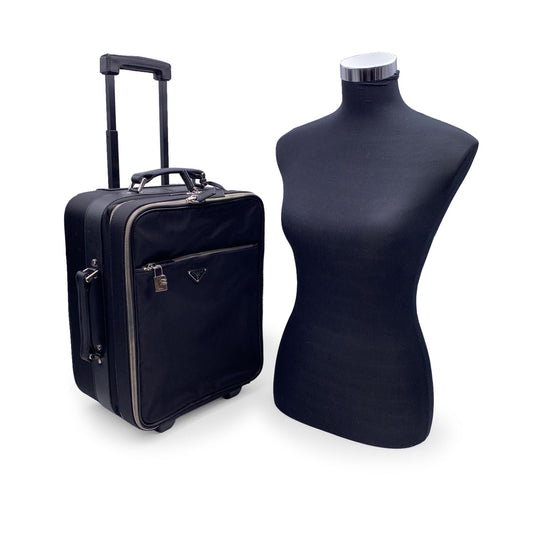 Luxury PradaBlack Nylon Rolling Suitcase Wheeled Travel Bag Trolley