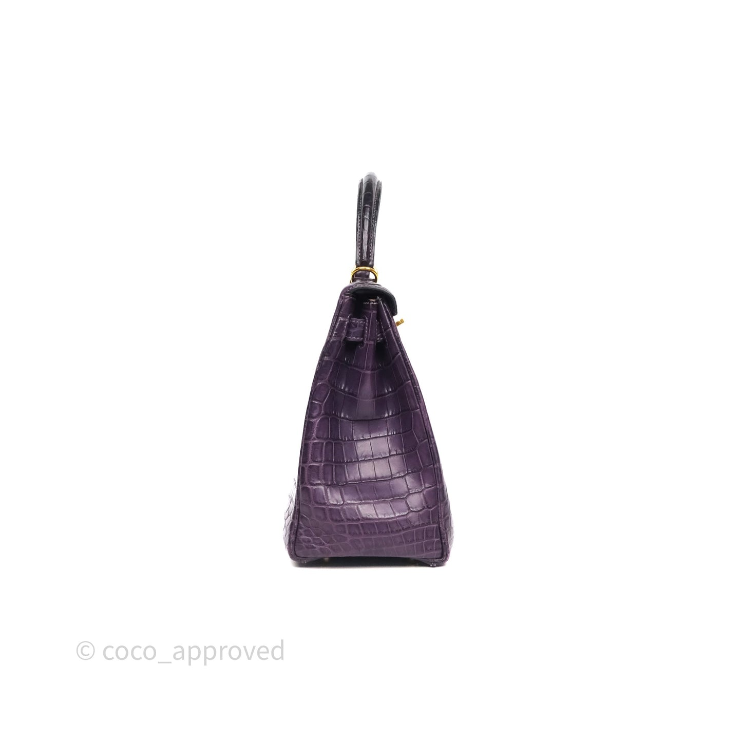 Hermès Kelly 28 Purple Crocodile Gold Hardware