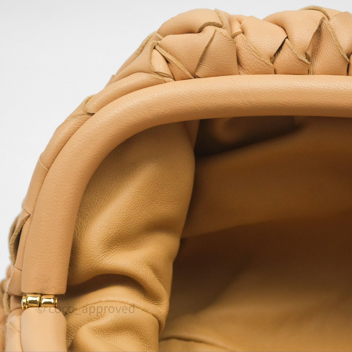 Bottega Veneta The Mini Pouch Intrecciato Lambskin Beige