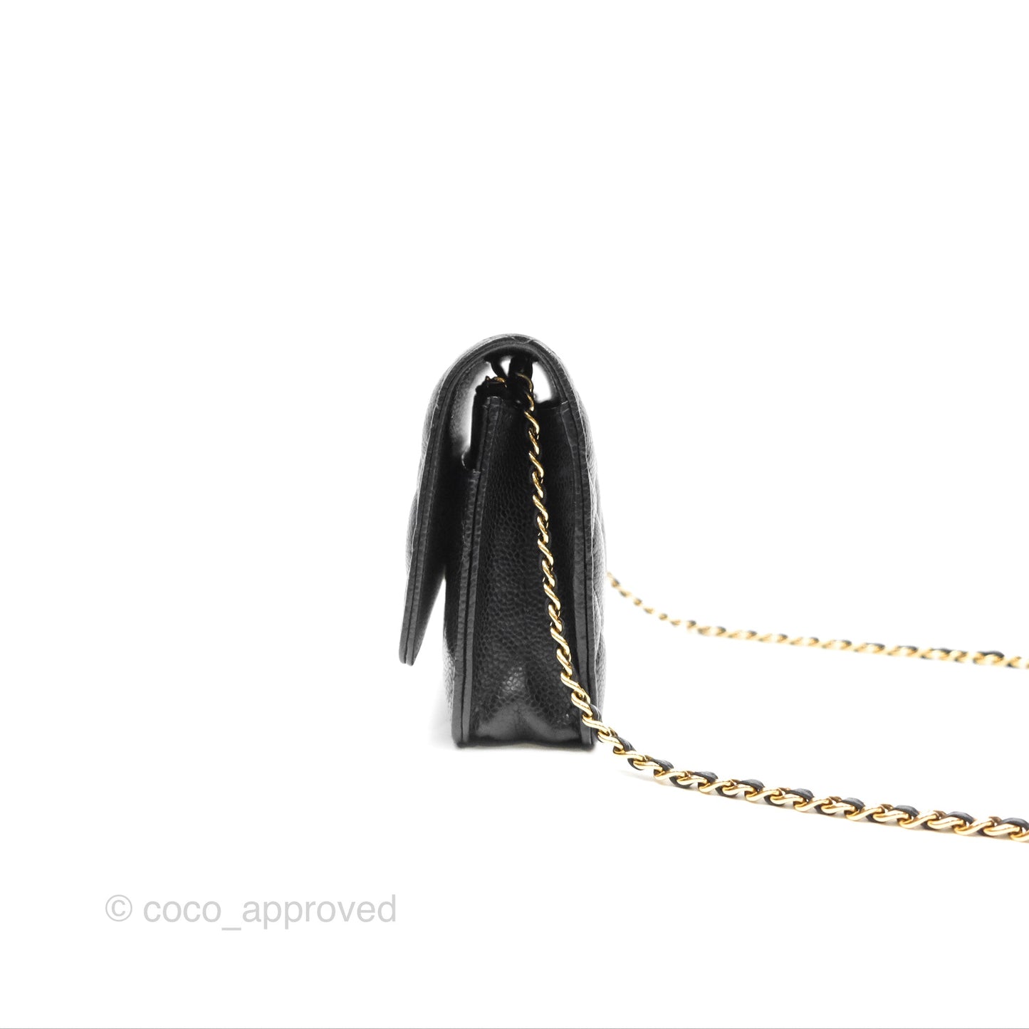Chanel Classic Quilted Wallet On Chain WOC Black Caviar Gold Hardware