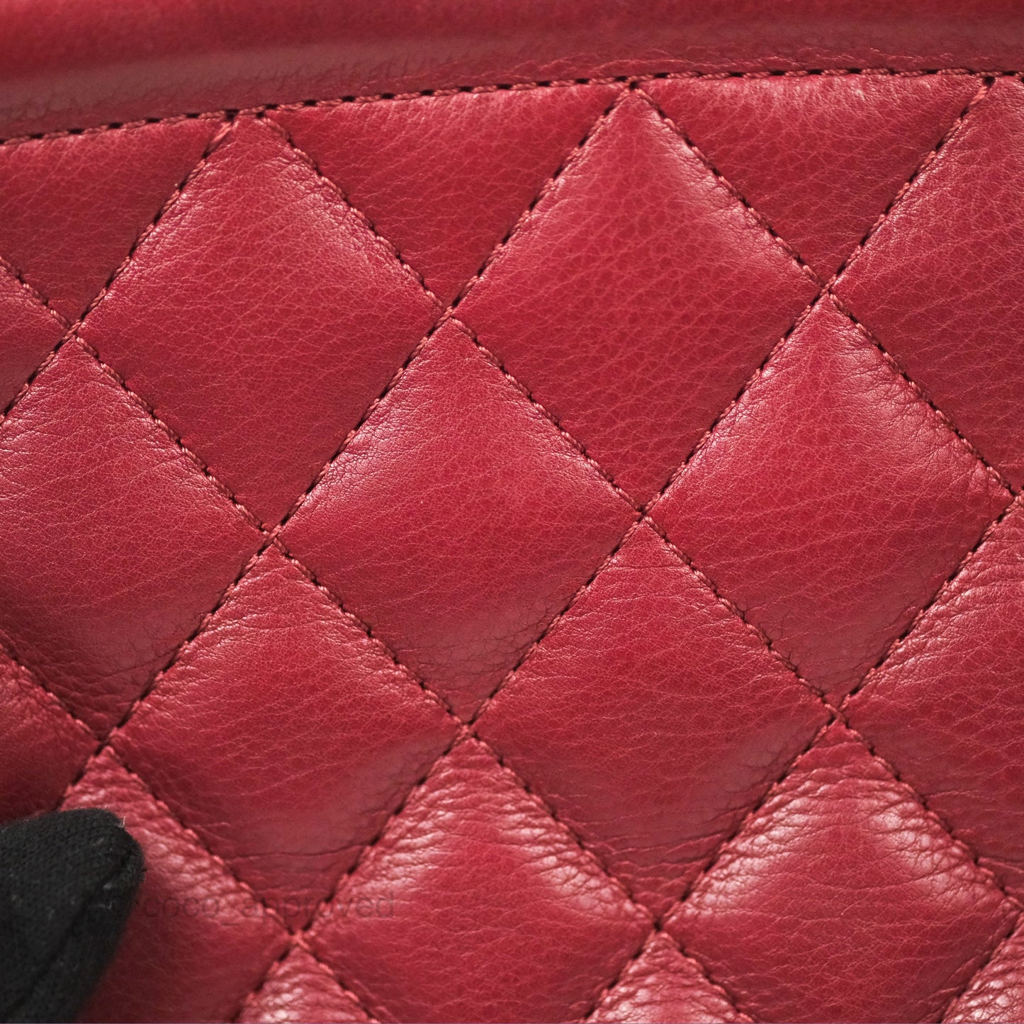 Chanel Quilted CC Small Vanity Case Dark Red Calfskin