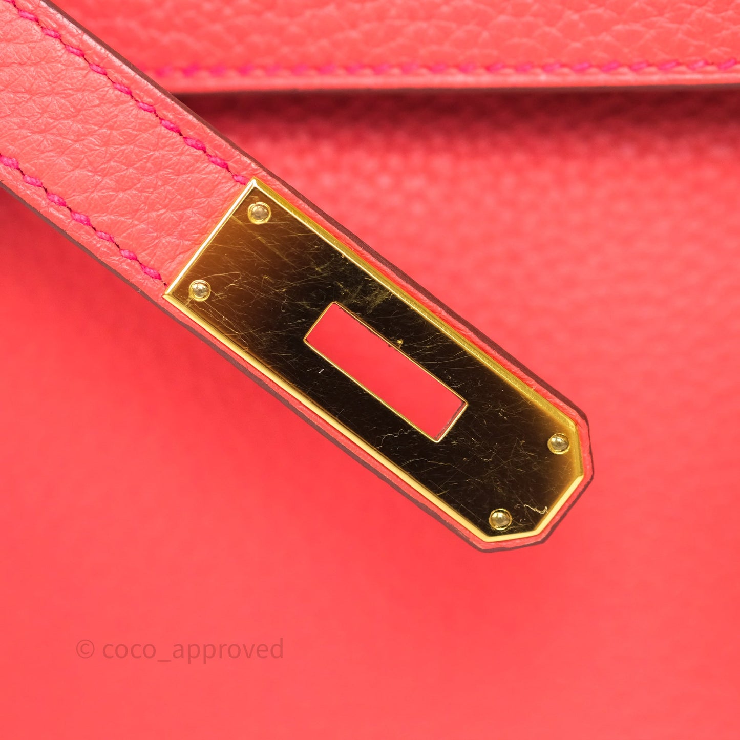 Hermès Kelly 28 Rose Jaipur Retourne Togo Gold Hardware