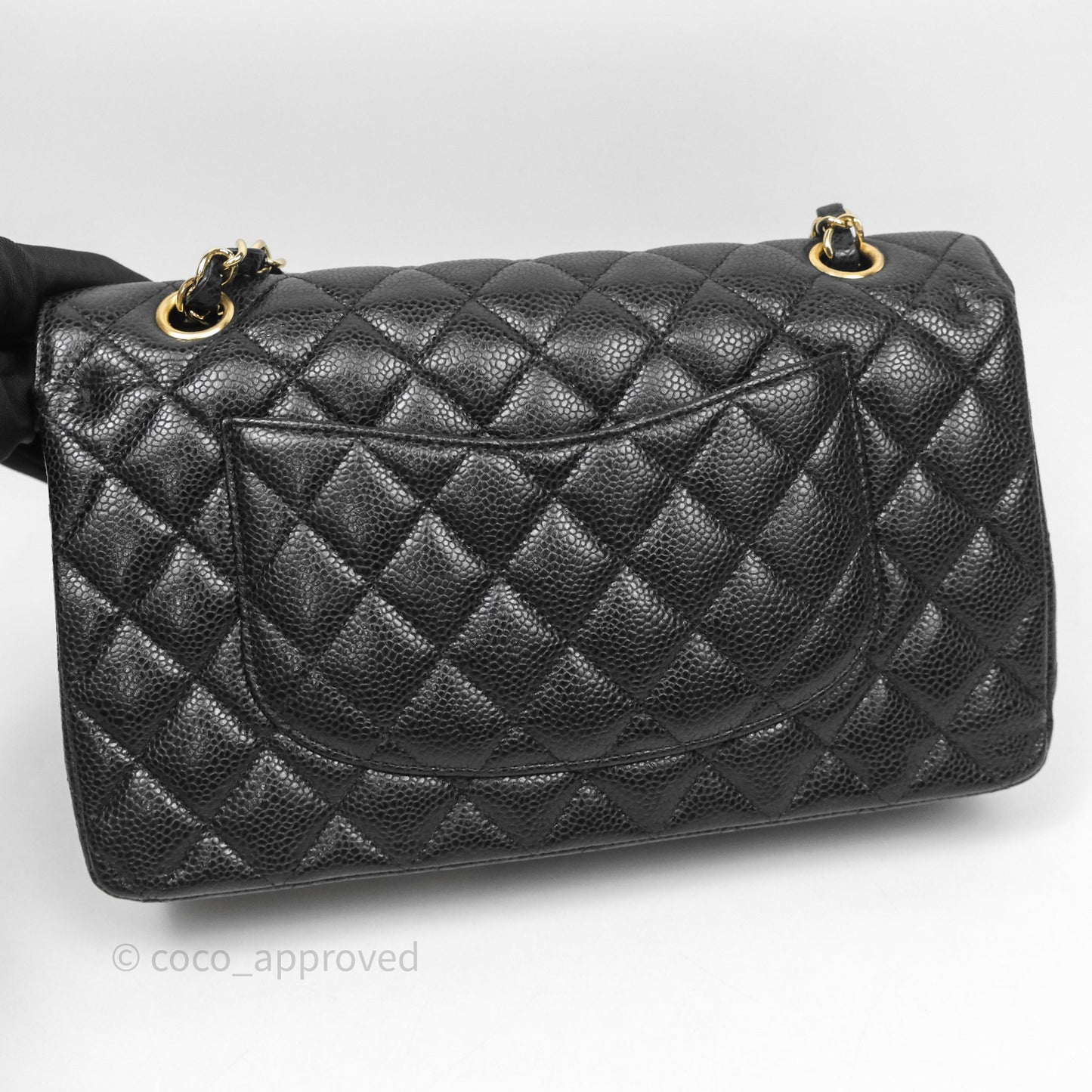 Chanel Classic M/L Medium Flap Quilted Black Caviar Gold Hardware