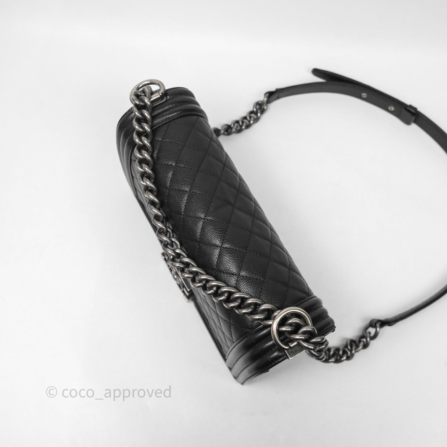 Chanel Medium Boy Quilted Black Caviar Ruthenium Hardware