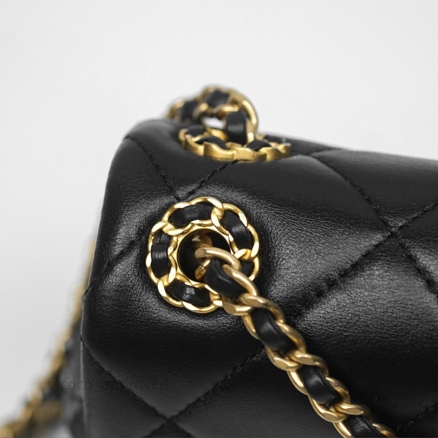 Chanel Flap Bag Black Lambskin Aged Gold Hardware 24P