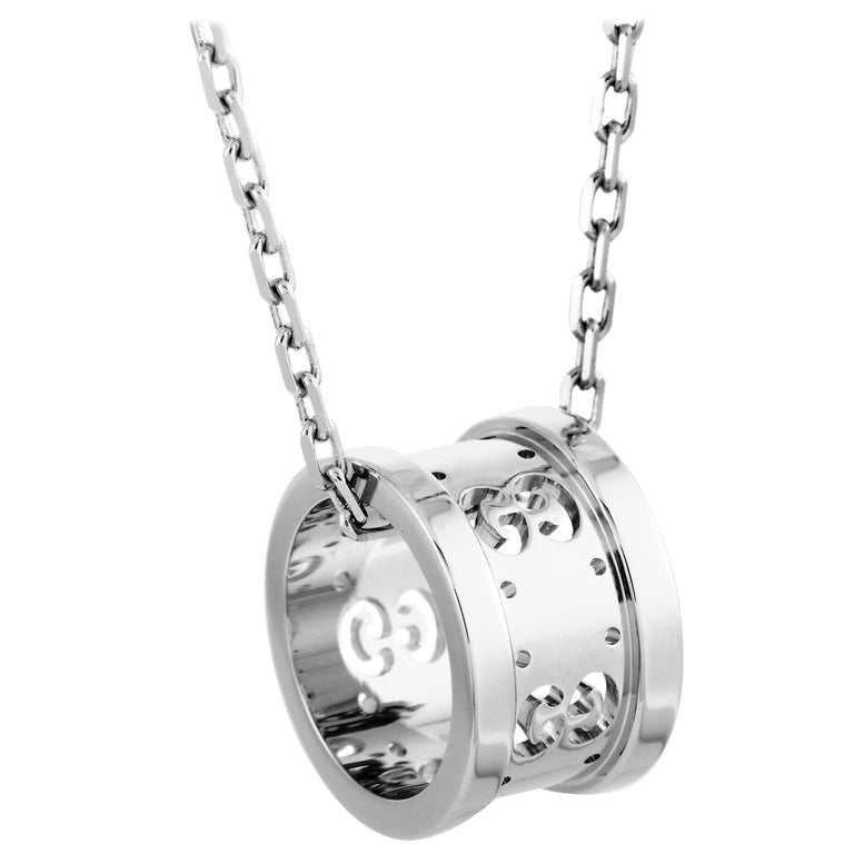 Luxury Gucci NECKLACE GG ICON WHITE GOLD