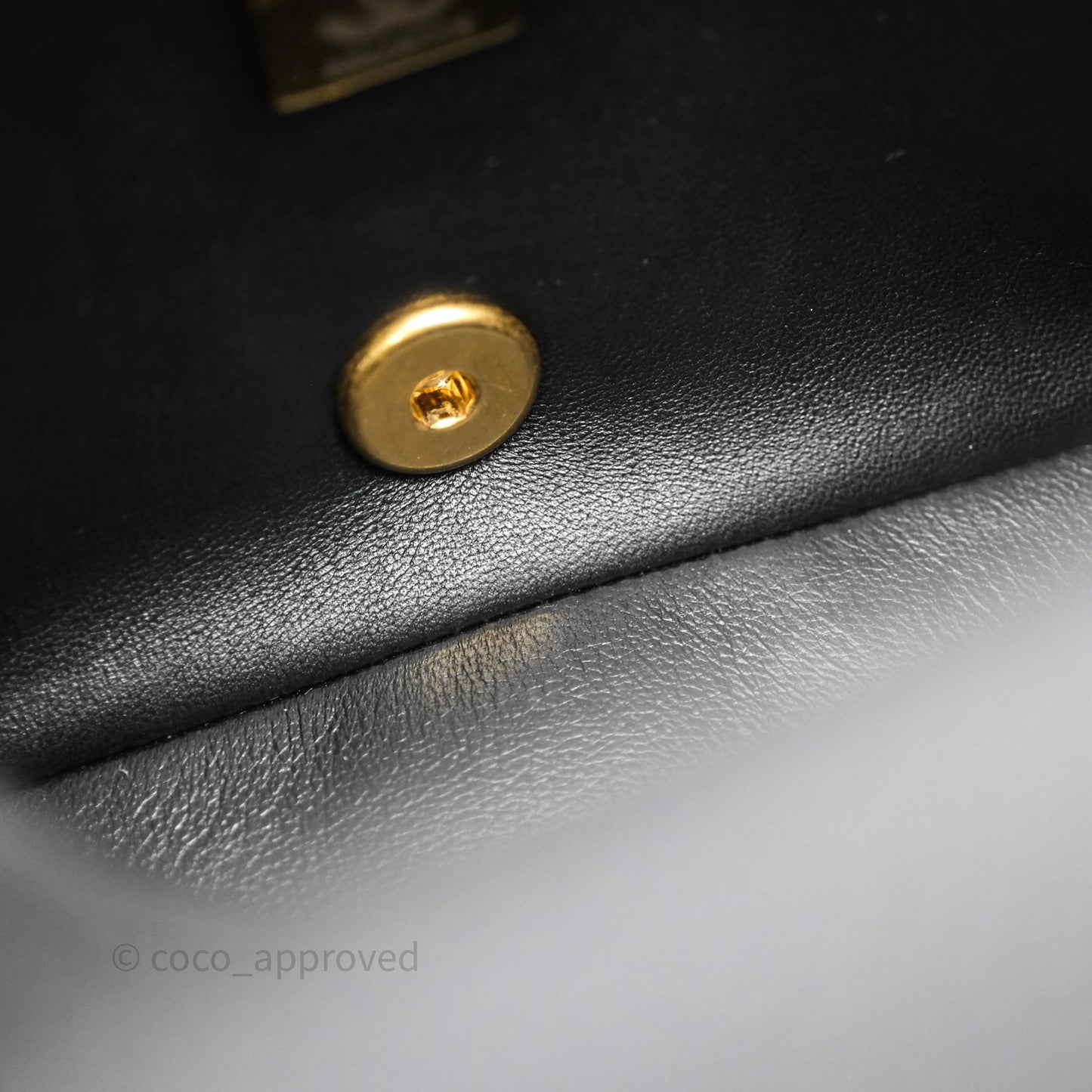Chanel Mini Flap Bag Heart Adjustable Chain Black Caviar Aged Gold Hardware