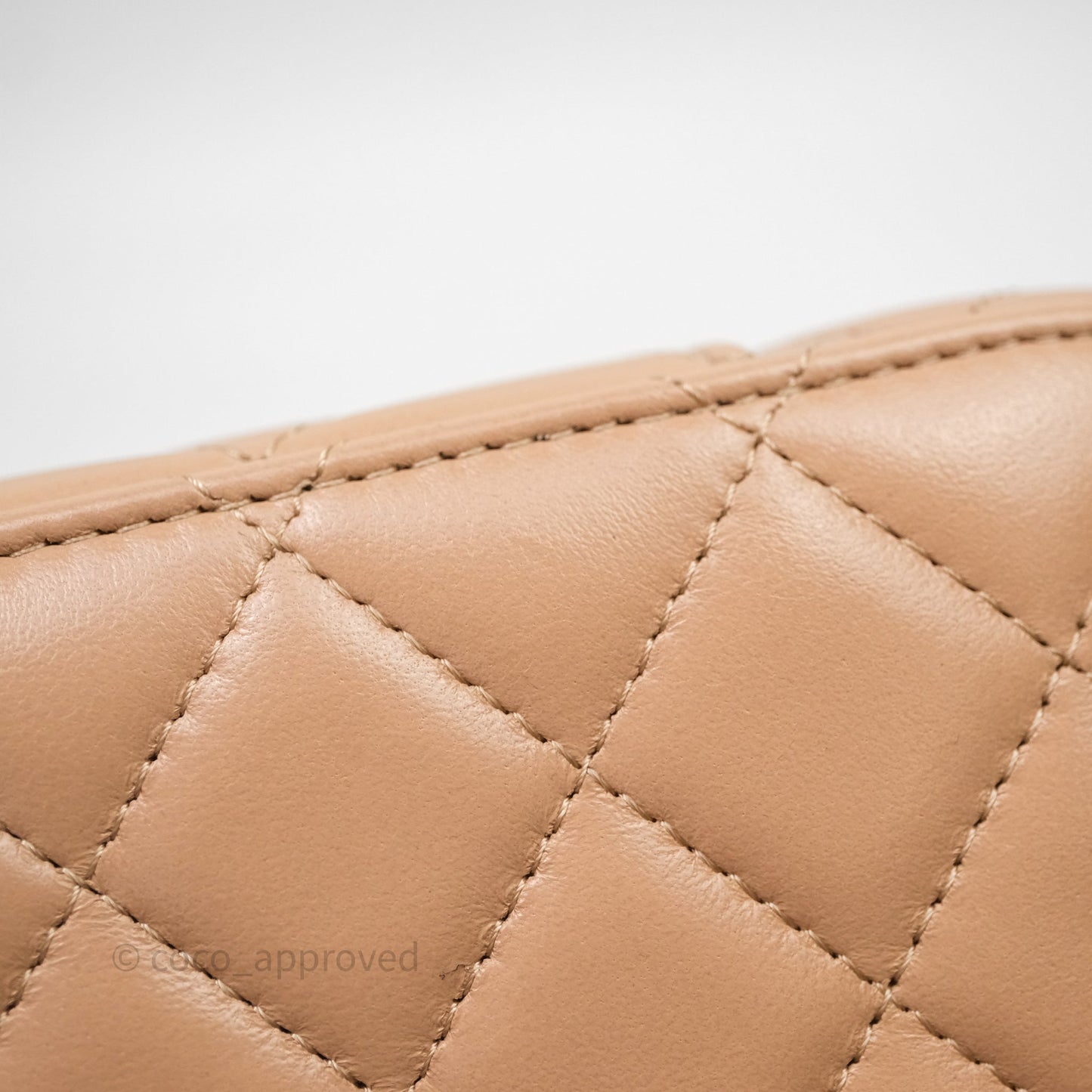 Chanel Top Handle Vanity With Chain Beige Lambskin Aged Gold Hardware