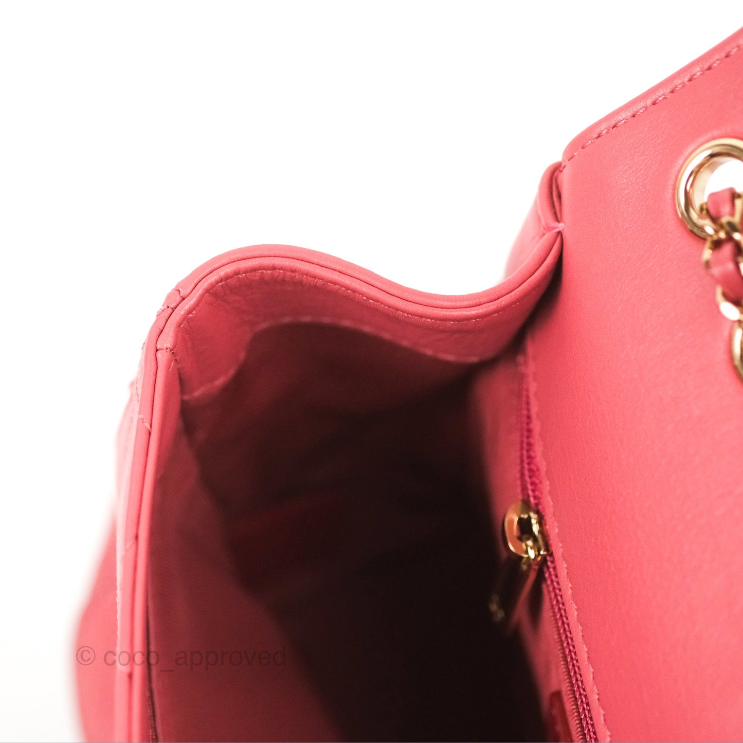 Chanel Small Flat Quilt Round Flap Bag Pink Calfskin Gold Hardware