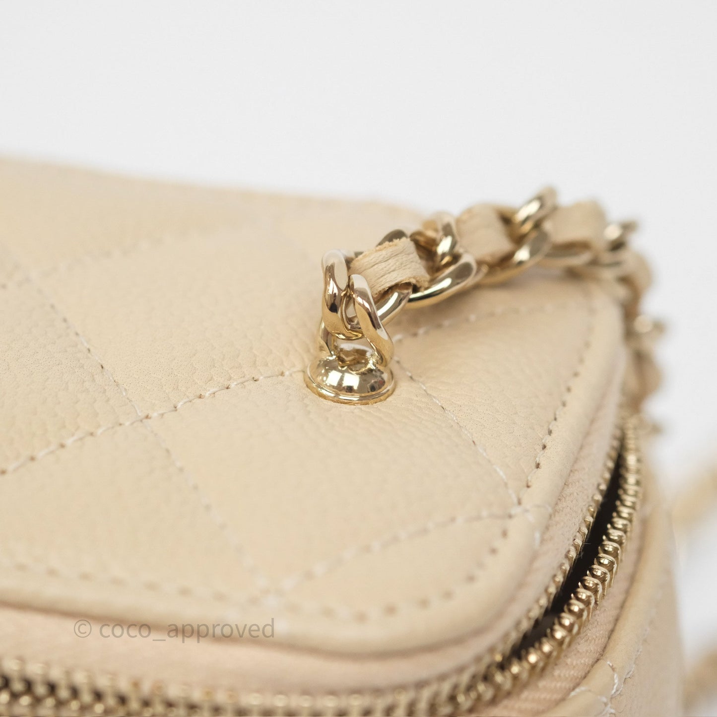 Chanel Mini Vanity With CC Chain Beige Caviar Gold Hardware