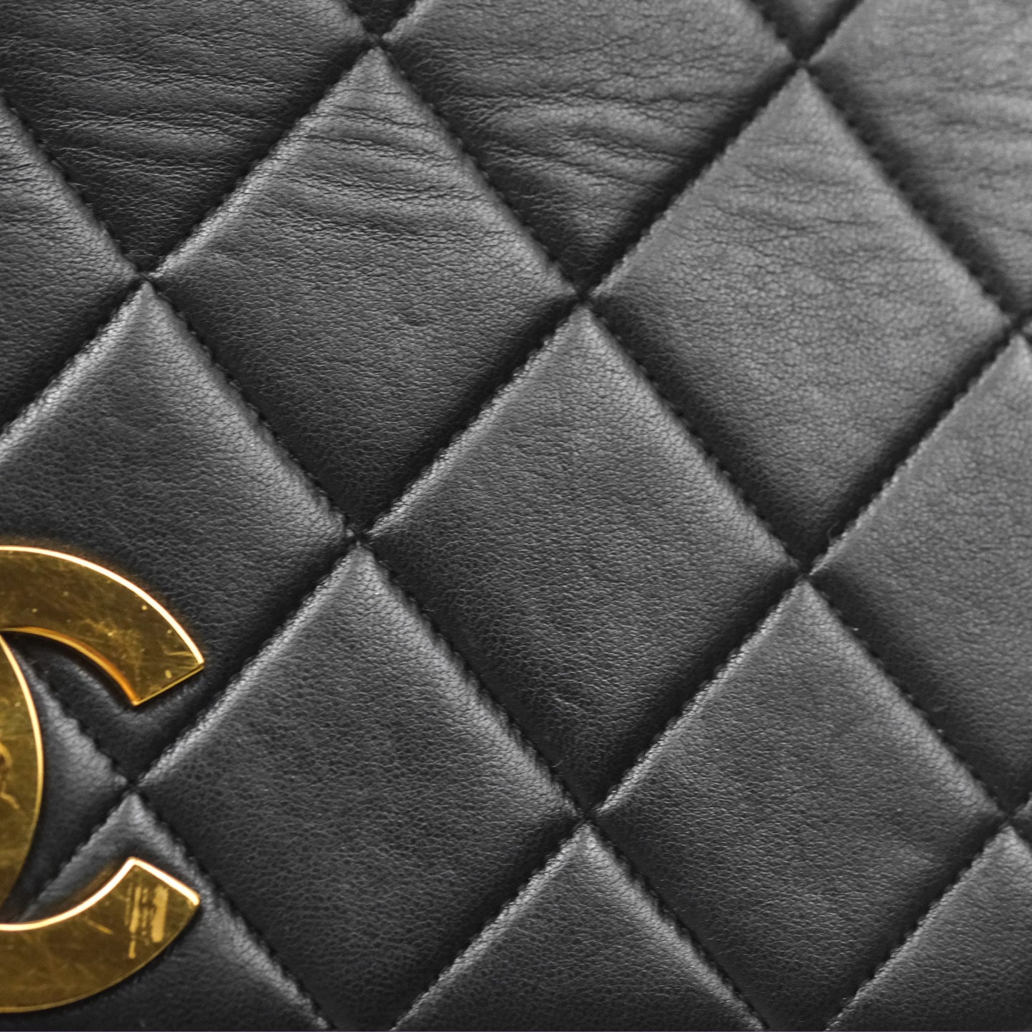 Chanel Vintage Flap Bag Black Lambskin 24K Gold Hardware