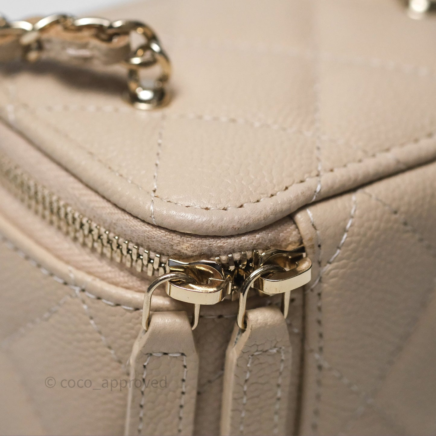 Chanel Mini Vanity With CC Chain Beige Caviar Gold Hardware