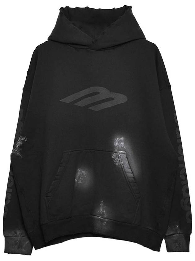 Luxury Balenciaga Logo Print Hoodie Black