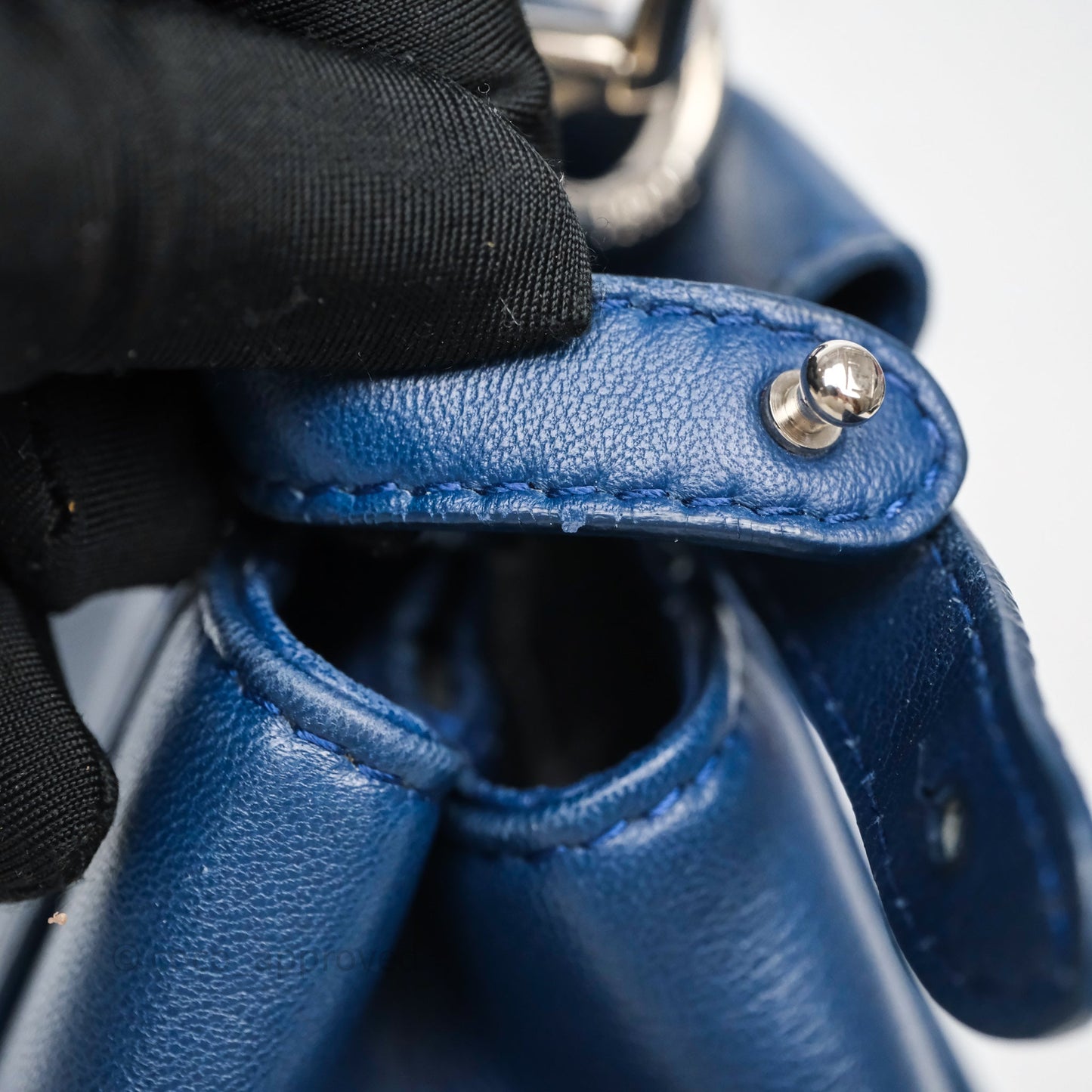 Fendi Nappa Mini Peekaboo Bag Blue Silver Hardware