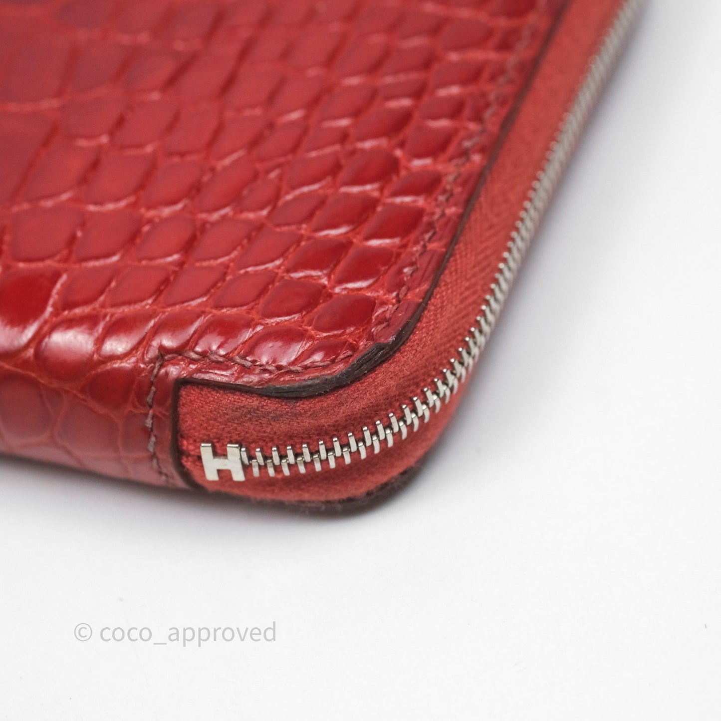 Hermès Azap Wallet Red Alligator Palladium Hardware