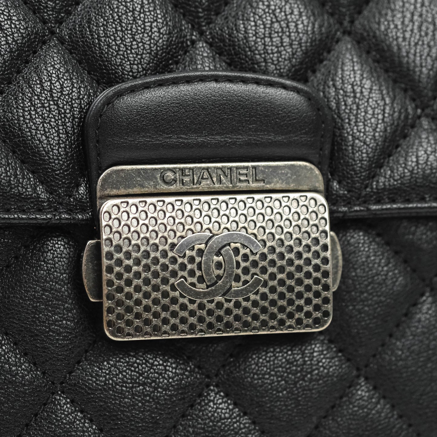 Chanel Small CC University Flap Bag Black Calfskin Ruthenium Hardware