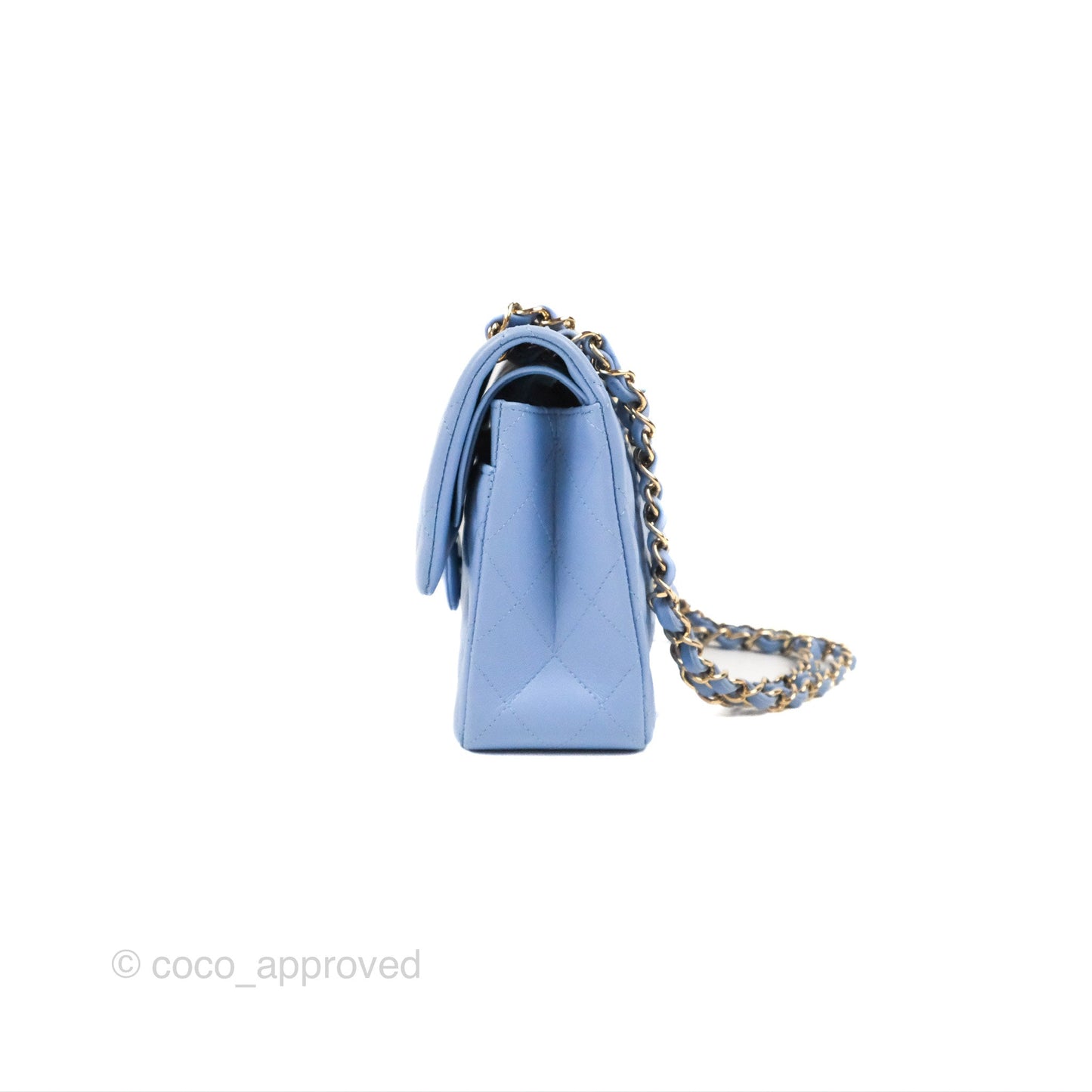 Chanel Small Classic Quilted Flap Blue Sky Lambskin Gold Hardware 21C