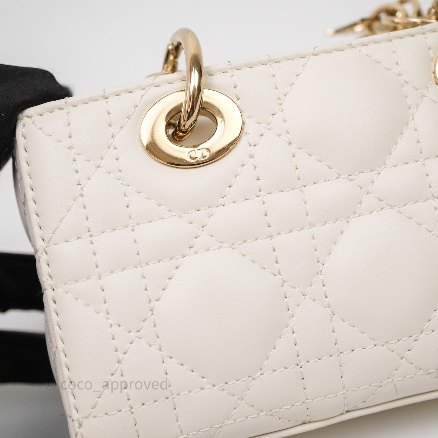 Christian Dior Micro Lady D-Joy Bag Latte Cannage Lambskin Gold Hardware