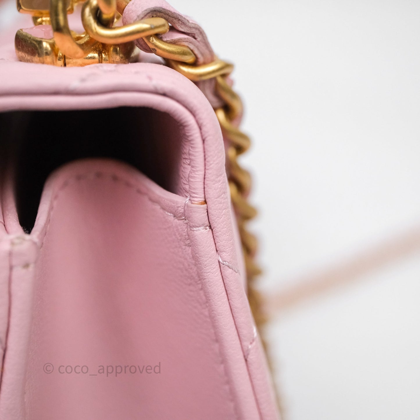 Chanel Mini Enamel Handle Clutch on Chain Pink Lambskin Gold Hardware