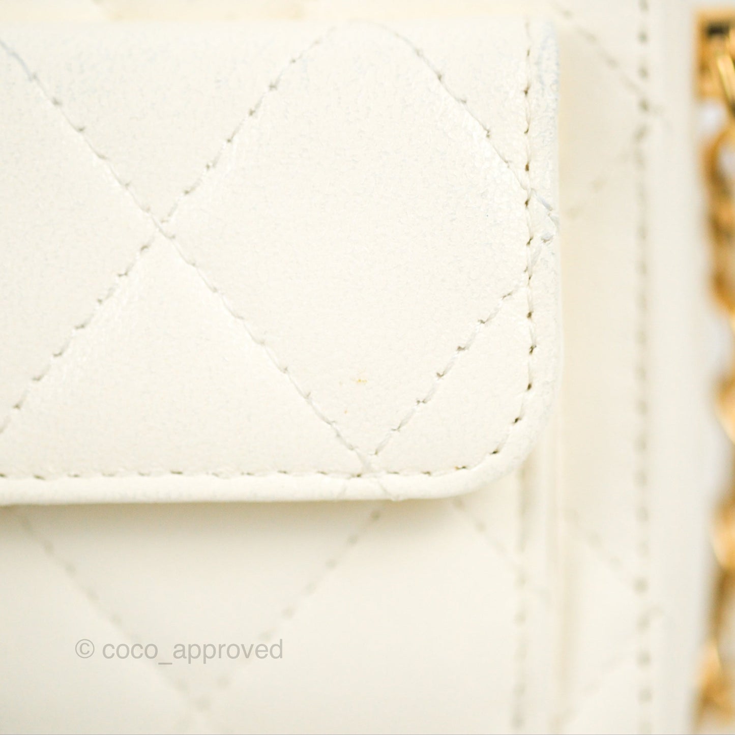 Chanel Mini Vanity Case with Chain White Lambskin Gold Hardware
