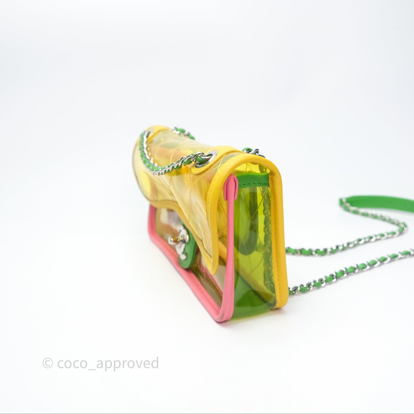 Chanel Mini Coco Splash Flap Bag PVC Lambskin Pink/Yellow/Green Silver Hardware