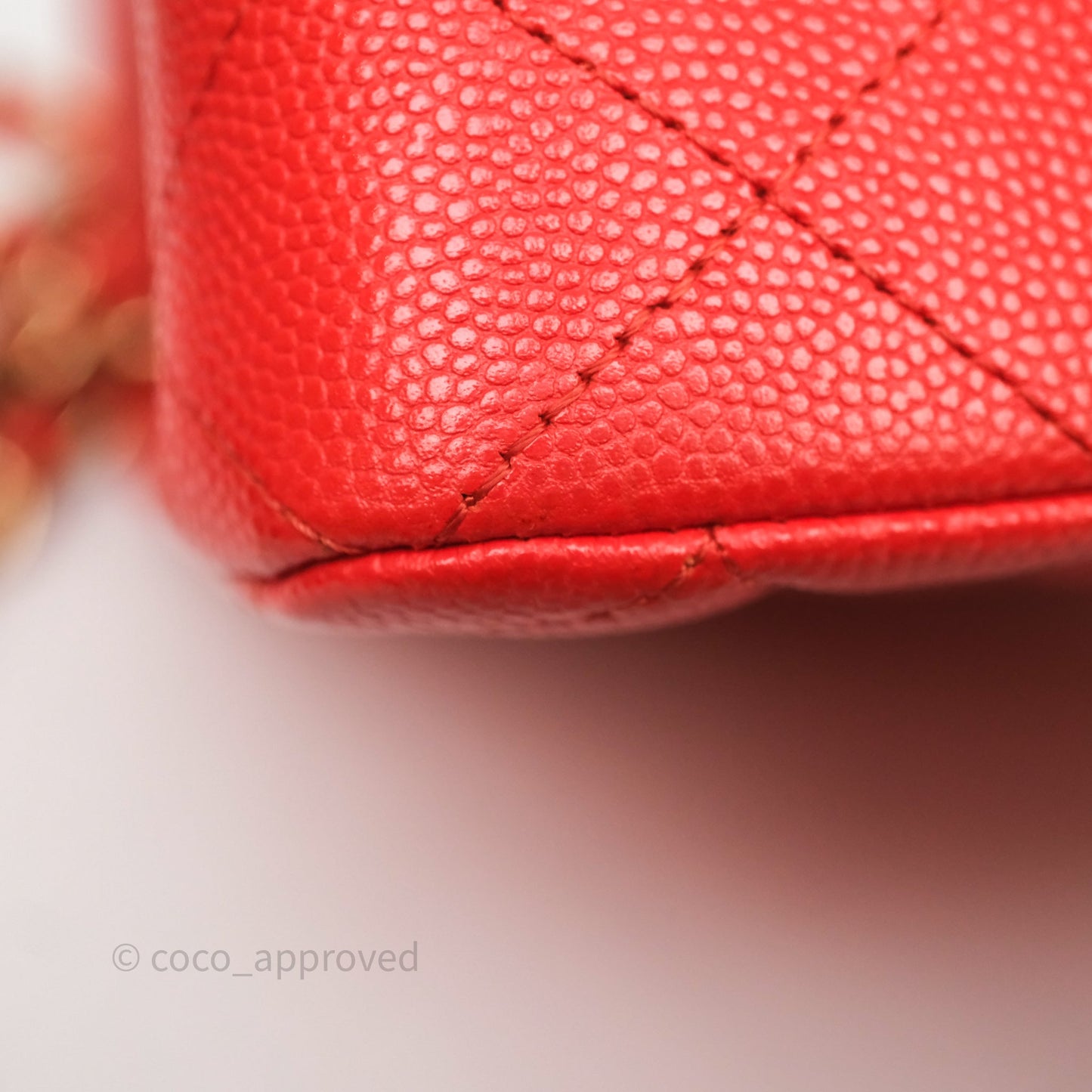 Chanel Small Classic Flap Quilted Red Orange Caviar Gold Hardware