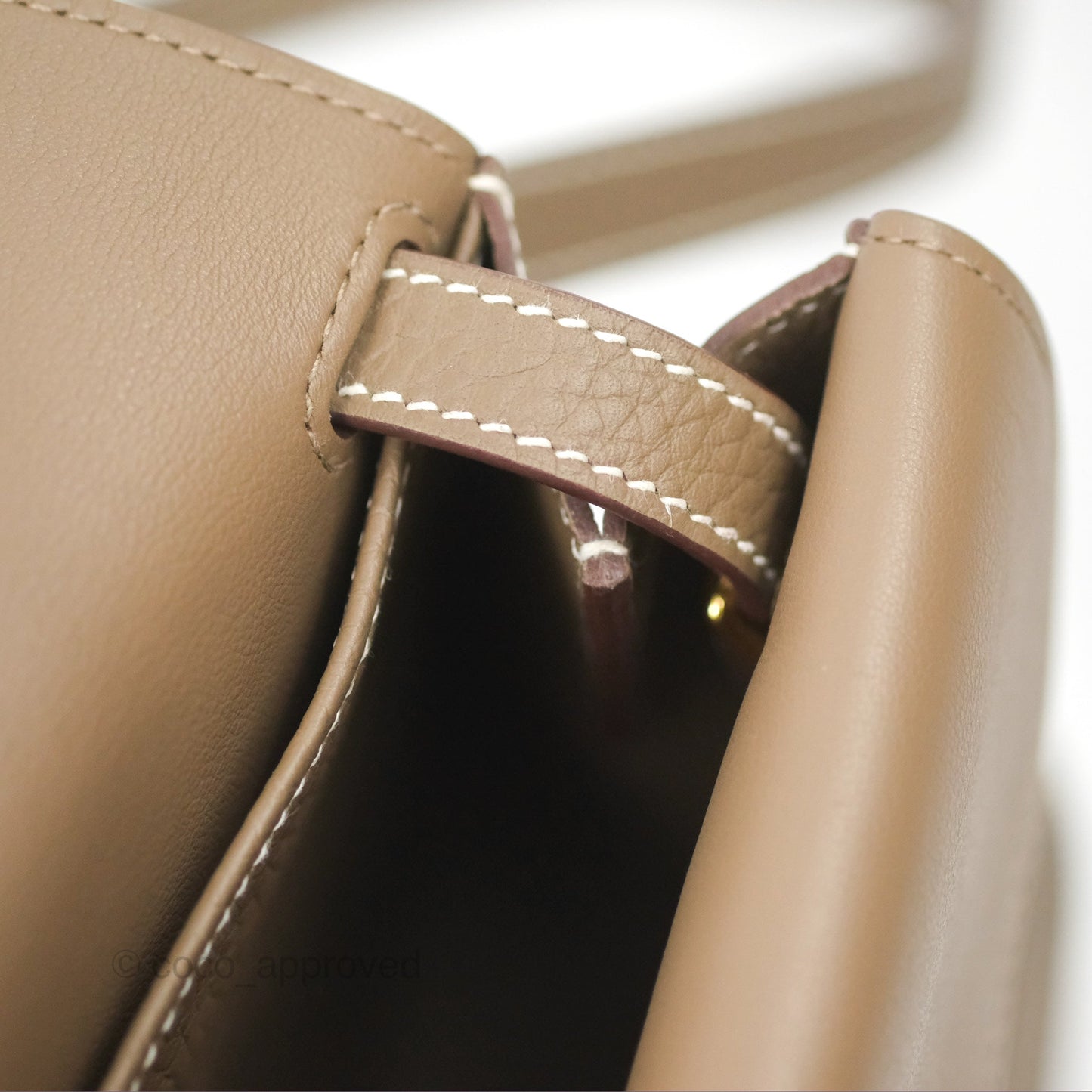 Hermès Halzan 25 Etoupe Clemence Gold Hardware