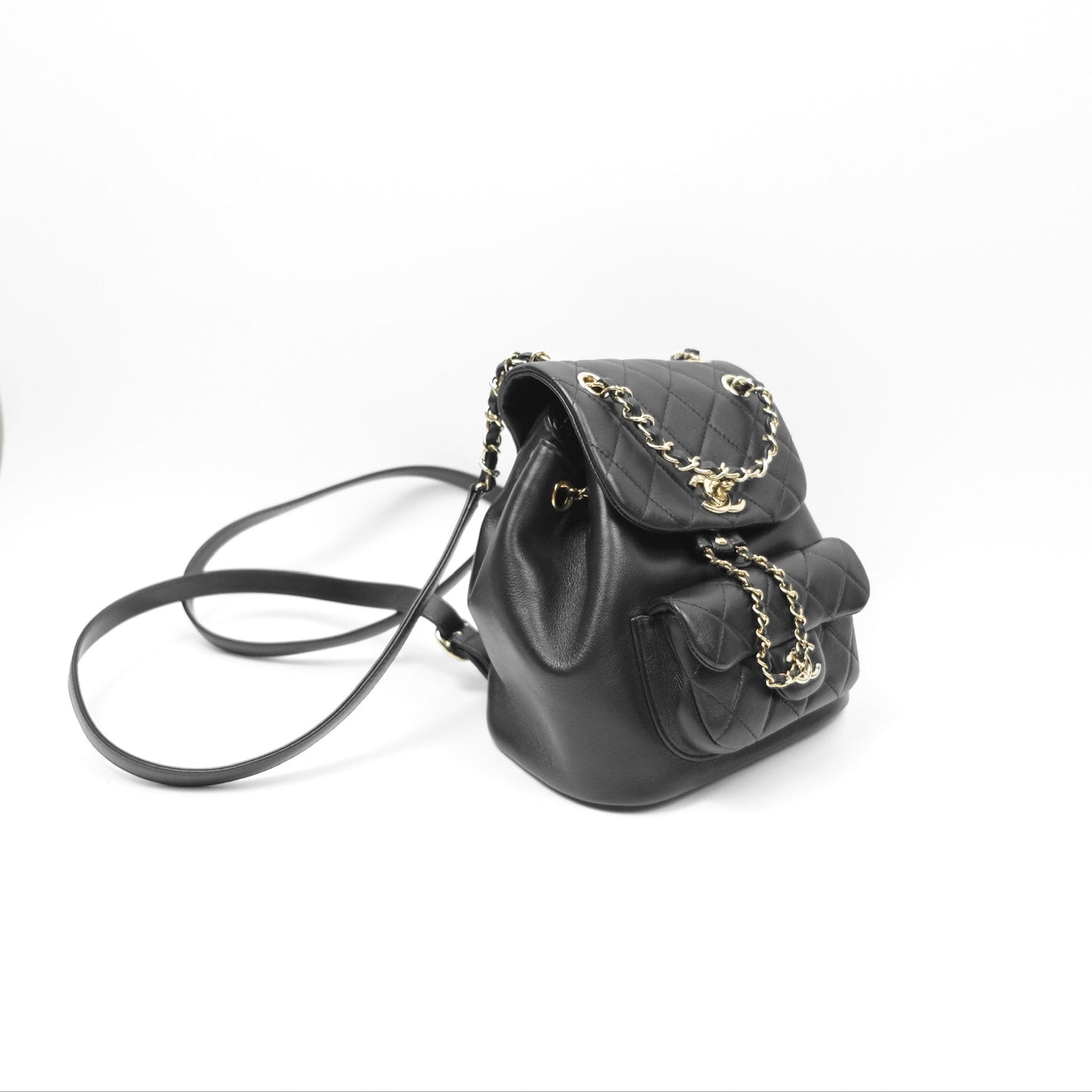 Chanel Quilted Small Duma Drawstring Backpack Black Calfskin
